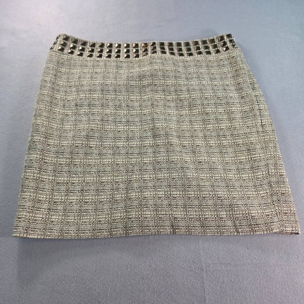The Limited Tweed Studded Mini Skirt Size 12 Cream Black Textured Preppy